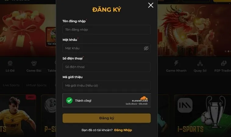 Giao diện đăng ký N88