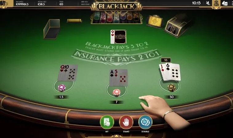 Giao diện chơi Blackjack tại N88