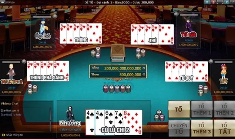 Bàn chơi Xì Tố tại N88